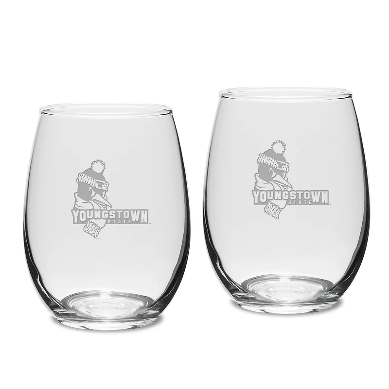 Youngstown State Penguins 15oz. 2-Piece Stemless Wine Glass Set