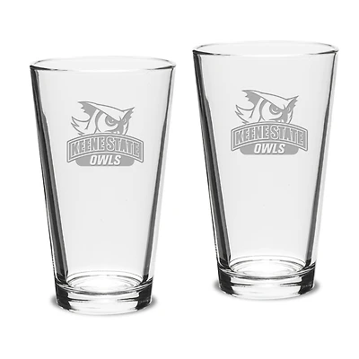 Keene State Owls 16oz. 2-Piece Classic Pub Glass Set