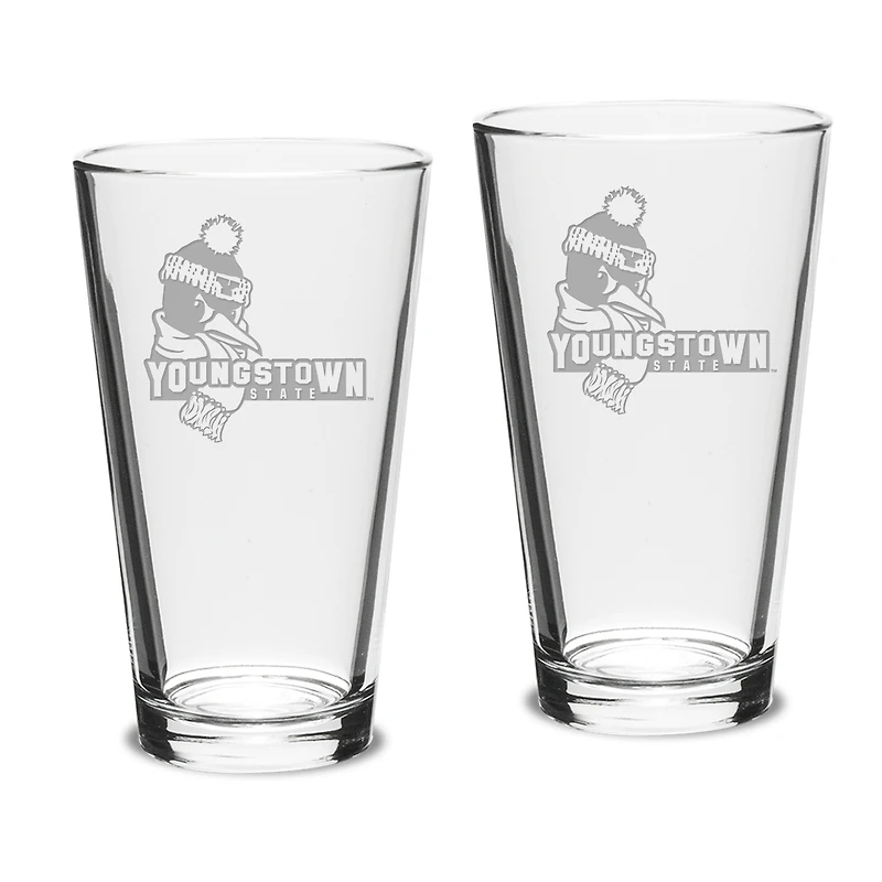 Youngstown State Penguins 16oz. 2-Piece Classic Pub Glass Set