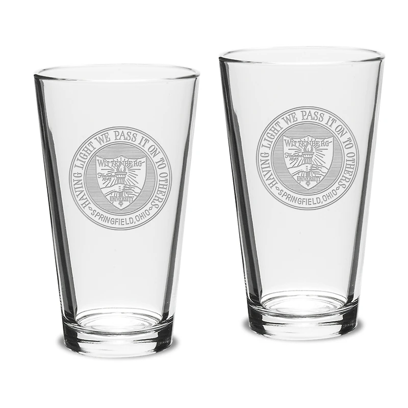 Wittenberg University Tigers Logo 16oz. 2-Piece Classic Pub Glass Set