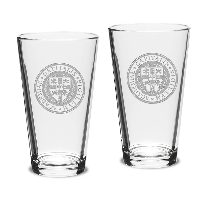 Capital University Crusaders Logo 16oz. 2-Piece Classic Pub Glass Set