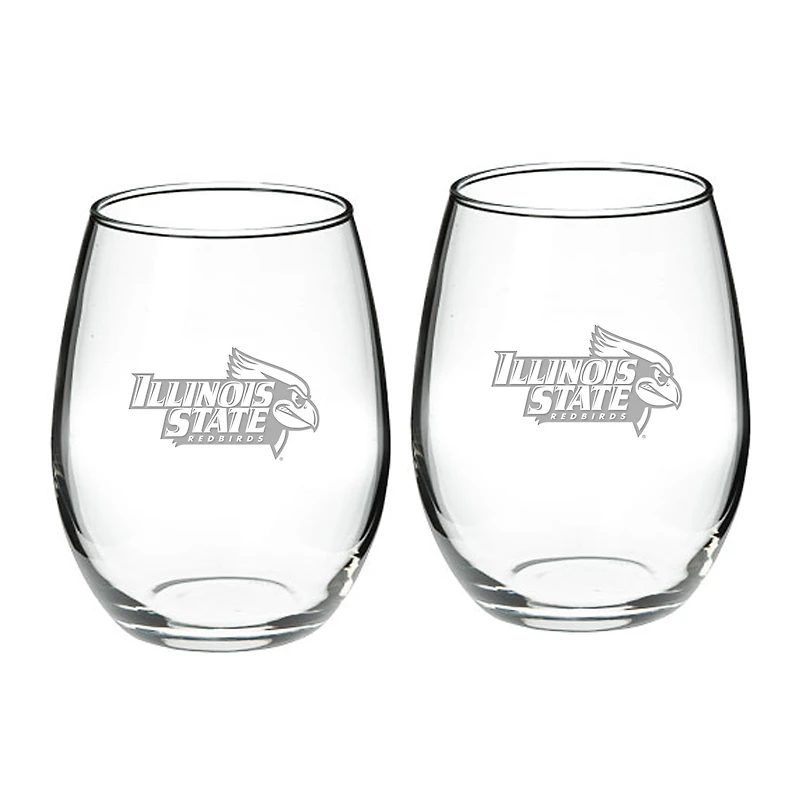 Illinois State Redbirds 21oz. 2-Piece Stemless Wine Glass Set