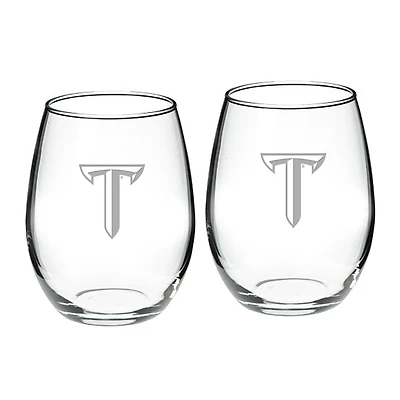 Troy University Trojans 21oz. 2-Piece Stemless Wine Glass Set