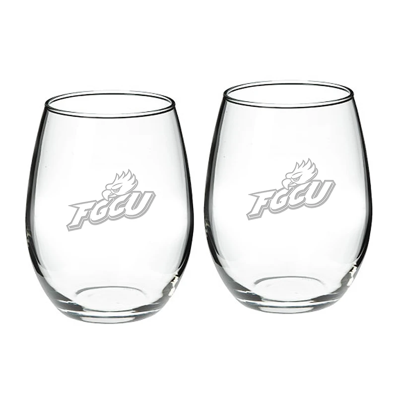 Florida Gulf Coast Eagles 21oz. 2-Piece Stemless Wine Glass Set