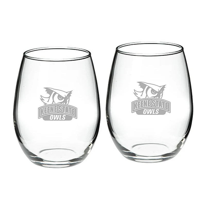 Keene State Owls 21oz. 2-Piece Stemless Wine Glass Set