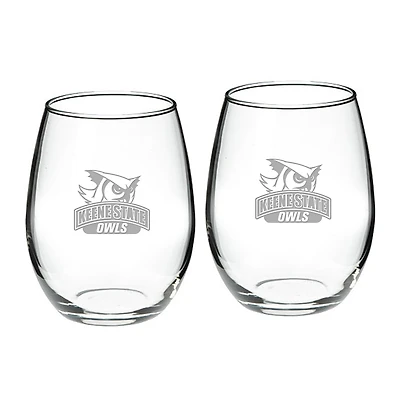 Keene State Owls 21oz. 2-Piece Stemless Wine Glass Set