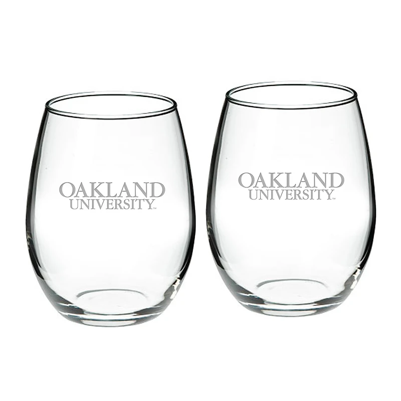 Oakland Golden Grizzlies 21oz. 2-Piece Stemless Wine Glass Set