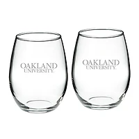 Oakland Golden Grizzlies 21oz. 2-Piece Stemless Wine Glass Set