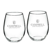 Campbell Fighting Camels 21oz. 2-Piece Stemless Wine Glass Set