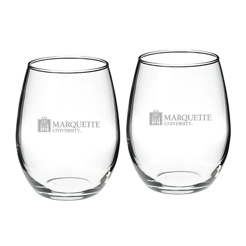 Marquette Golden Eagles 21oz. 2-Piece Stemless Wine Glass Set