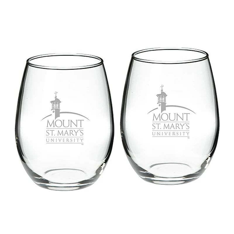Mount St. Mary's Mountaineers 21oz. 2-Piece Stemless Wine Glass Set