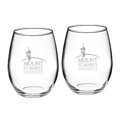 Mount St. Mary's Mountaineers 21oz. 2-Piece Stemless Wine Glass Set