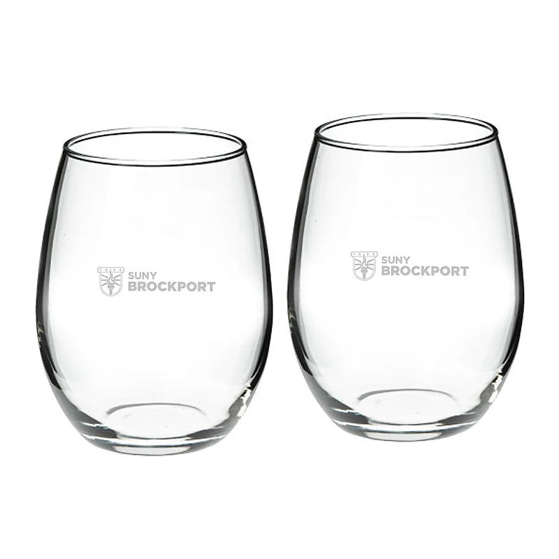 SUNY Brockport Golden Eagles 21oz. 2-Piece Stemless Wine Glass Set