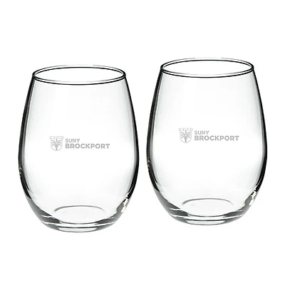 SUNY Brockport Golden Eagles 21oz. 2-Piece Stemless Wine Glass Set