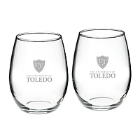 Toledo Rockets 21oz. 2-Piece Stemless Wine Glass Set