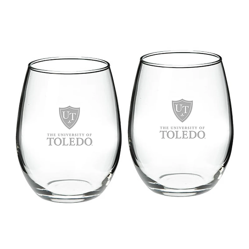 Toledo Rockets 21oz. 2-Piece Stemless Wine Glass Set