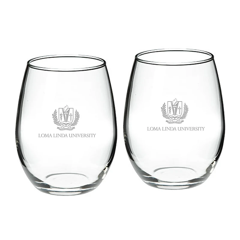 LLU Lions 21oz. 2-Piece Stemless Wine Glass Set