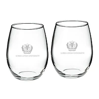 LLU Lions 21oz. 2-Piece Stemless Wine Glass Set