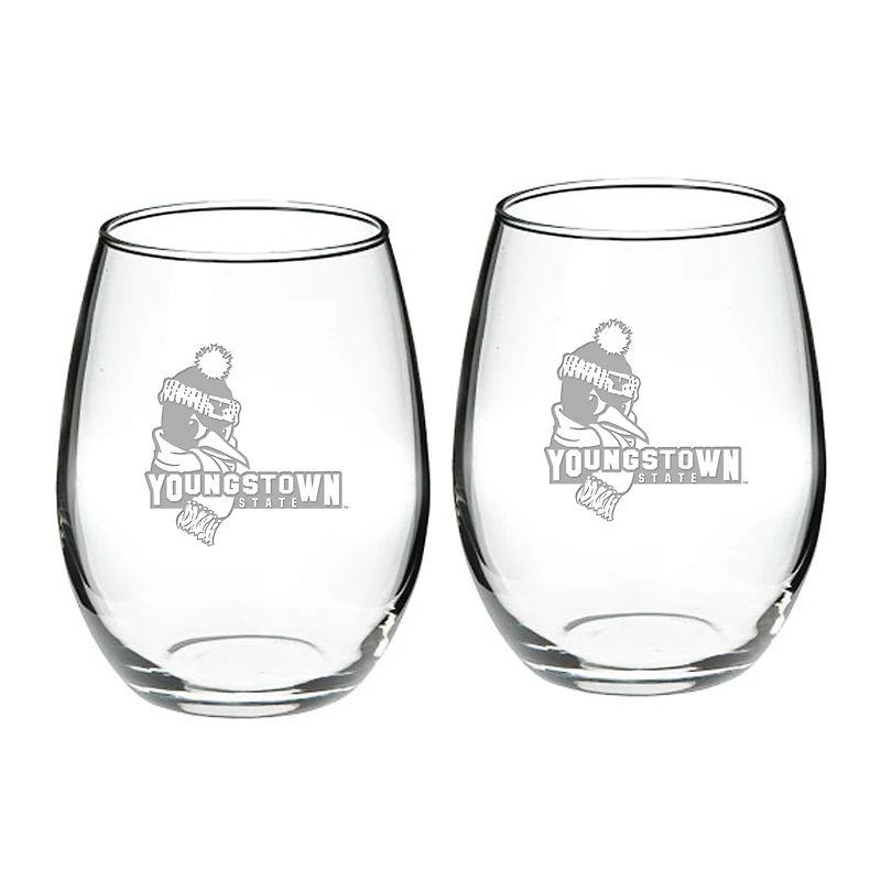 Youngstown State Penguins 21oz. 2-Piece Stemless Wine Glass Set
