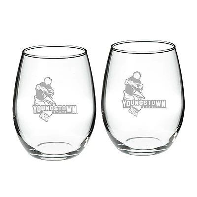 Youngstown State Penguins 21oz. 2-Piece Stemless Wine Glass Set