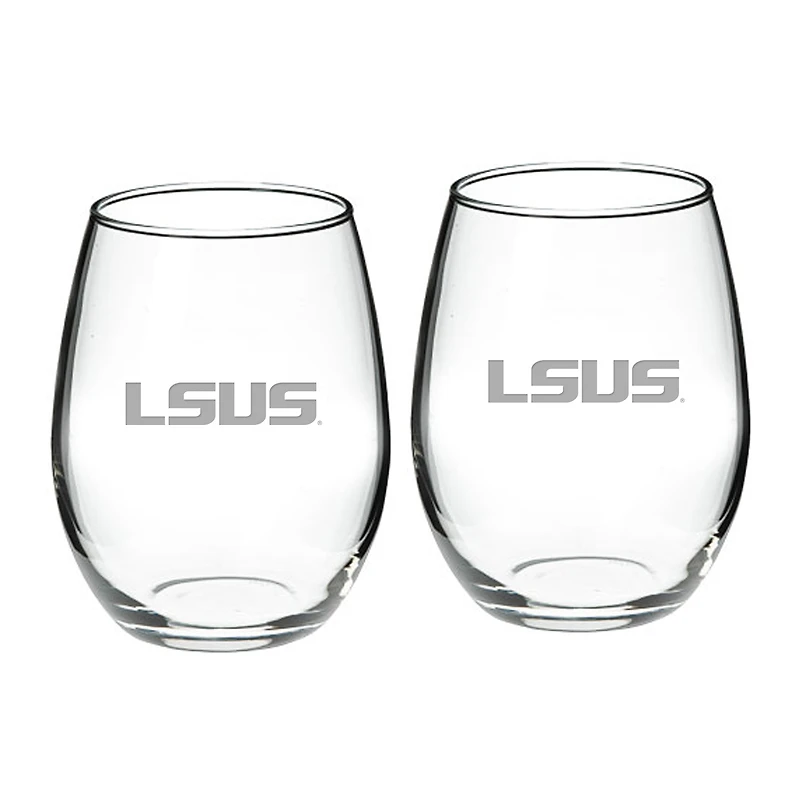 LSU Shreveport Pilots 21oz. 2-Piece Stemless Wine Glass Set