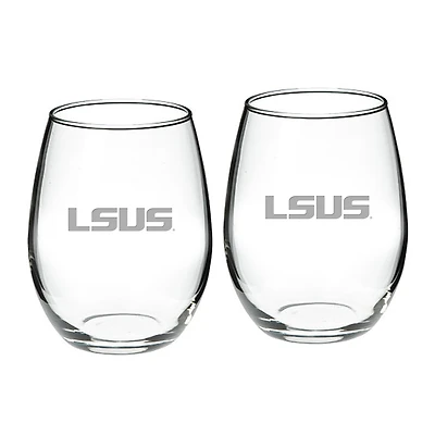 LSU Shreveport Pilots 21oz. 2-Piece Stemless Wine Glass Set