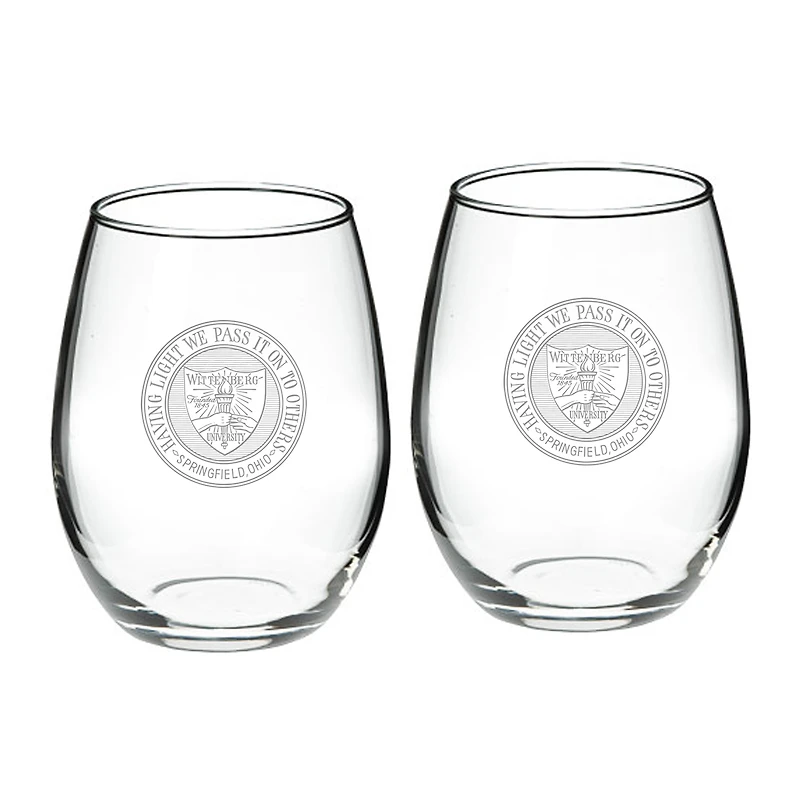 Wittenberg University Tigers Logo 21oz. 2-Piece Stemless Wine Glass Set