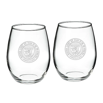 Wittenberg University Tigers Logo 21oz. 2-Piece Stemless Wine Glass Set
