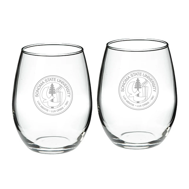 Sonoma State Seawolves 21oz. 2-Piece Stemless Wine Glass Set