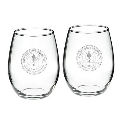 Sonoma State Seawolves 21oz. 2-Piece Stemless Wine Glass Set