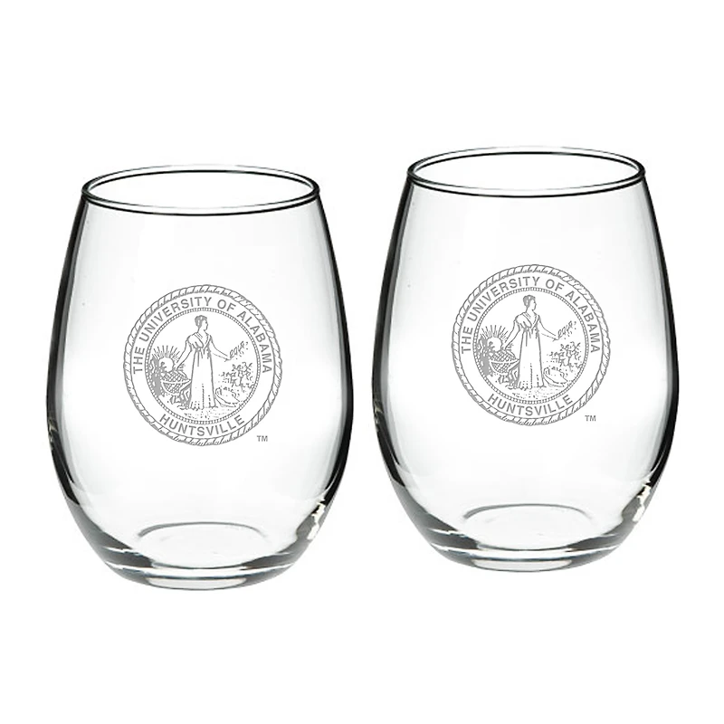 UAH Chargers 21oz. 2-Piece Stemless Wine Glass Set