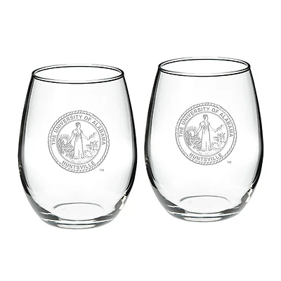 UAH Chargers 21oz. 2-Piece Stemless Wine Glass Set