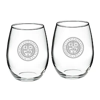 Capital University Crusaders Logo 21oz. 2-Piece Stemless Wine Glass Set