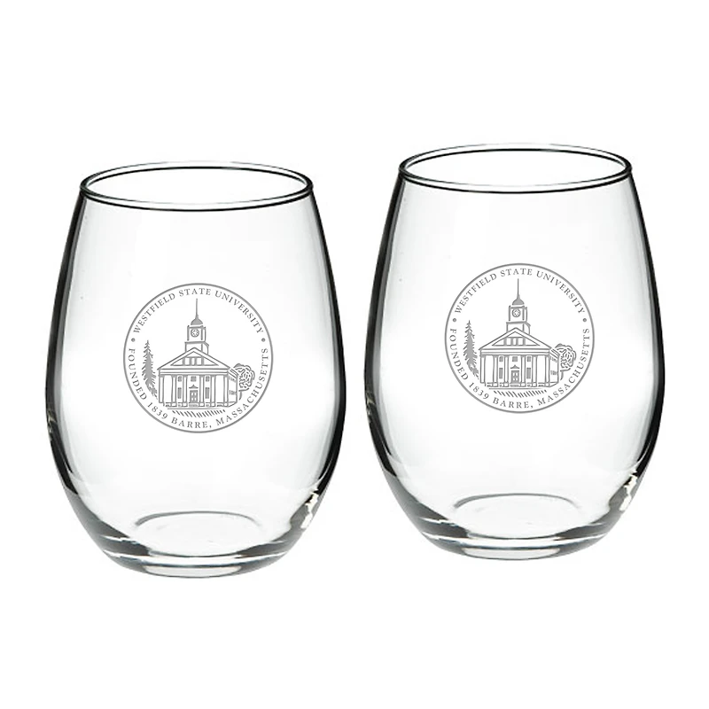 Westfield State Owls 21oz. 2-Piece Stemless Wine Glass Set
