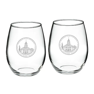 Westfield State Owls 21oz. 2-Piece Stemless Wine Glass Set