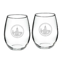 Westfield State Owls 21oz. 2-Piece Stemless Wine Glass Set