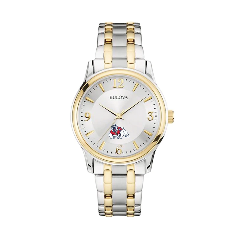 Bulova Silver/Gold Fresno State Bulldogs Classic Two-Tone Round Watch