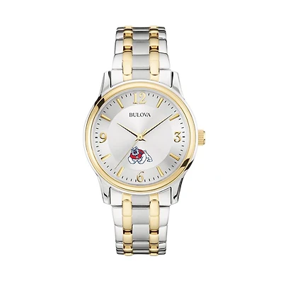 Bulova Silver/Gold Fresno State Bulldogs Classic Two-Tone Round Watch
