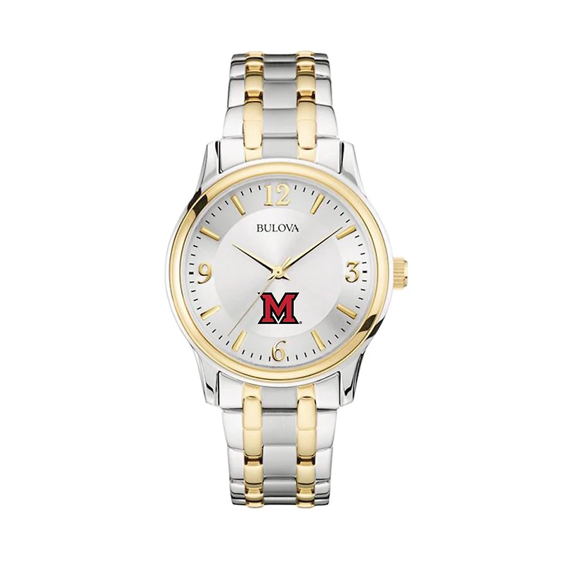Bulova Silver/Gold Miami University RedHawks Classic Two-Tone Round Watch