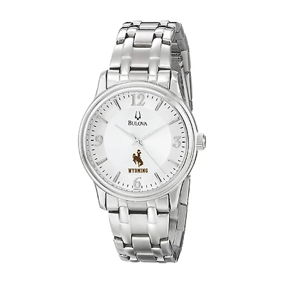 Men's Bulova  Silver Wyoming Cowboys