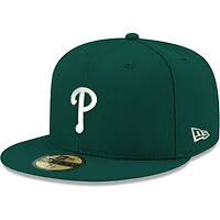 Men's New Era Green Philadelphia Phillies White Logo 59FIFTY Fitted Hat