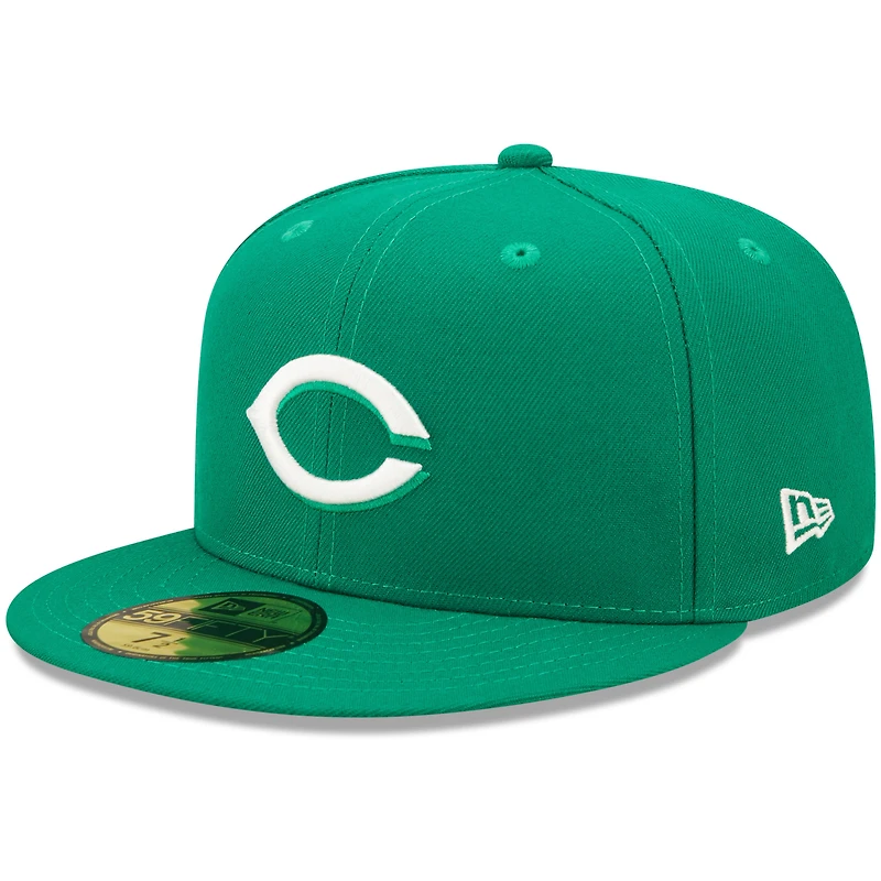 Men's New Era Kelly Green Cincinnati Reds White Logo 59FIFTY Fitted Hat
