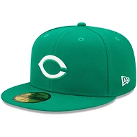 Men's New Era Kelly Green Cincinnati Reds White Logo 59FIFTY Fitted Hat