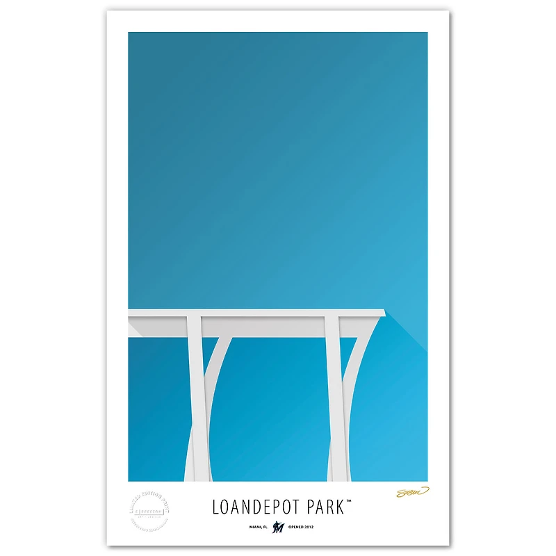 Miami Marlins Minimalist loanDepot Park 17'' x 26'' Limited Edition Fine Art Print