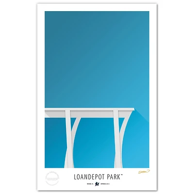 Miami Marlins Minimalist loanDepot Park 17'' x 26'' Limited Edition Fine Art Print