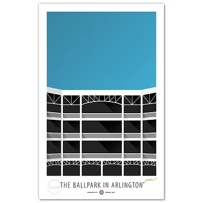 Texas Rangers Minimalist Globe Life Park 17'' x 26'' Limited Edition Fine Art Print