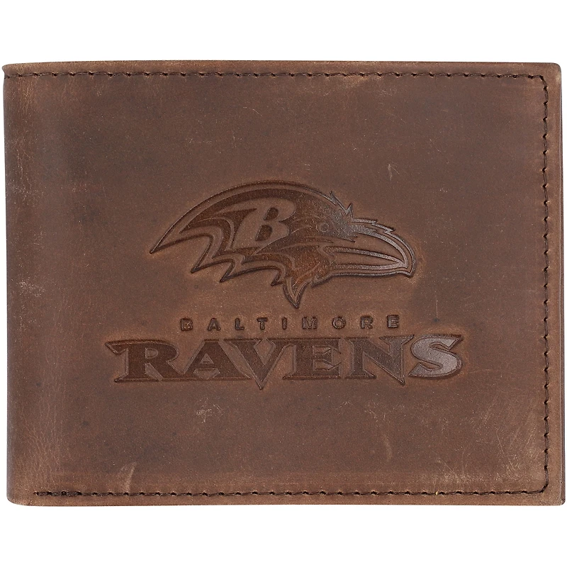 Brown Baltimore Ravens Bifold Leather Wallet