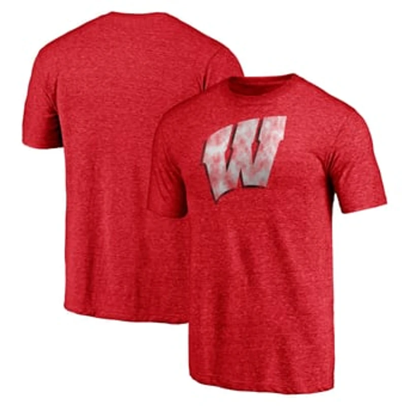 Men's Heathered Red Wisconsin Badgers Classic Primary Tri-Blend T-Shirt