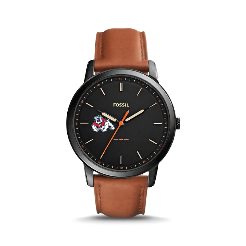 Fossil Fresno State Bulldogs The Minimalist Slim Light Brown Leather Watch