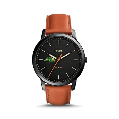 Fossil NDSU Bison The Minimalist Slim Light Brown Leather Watch
